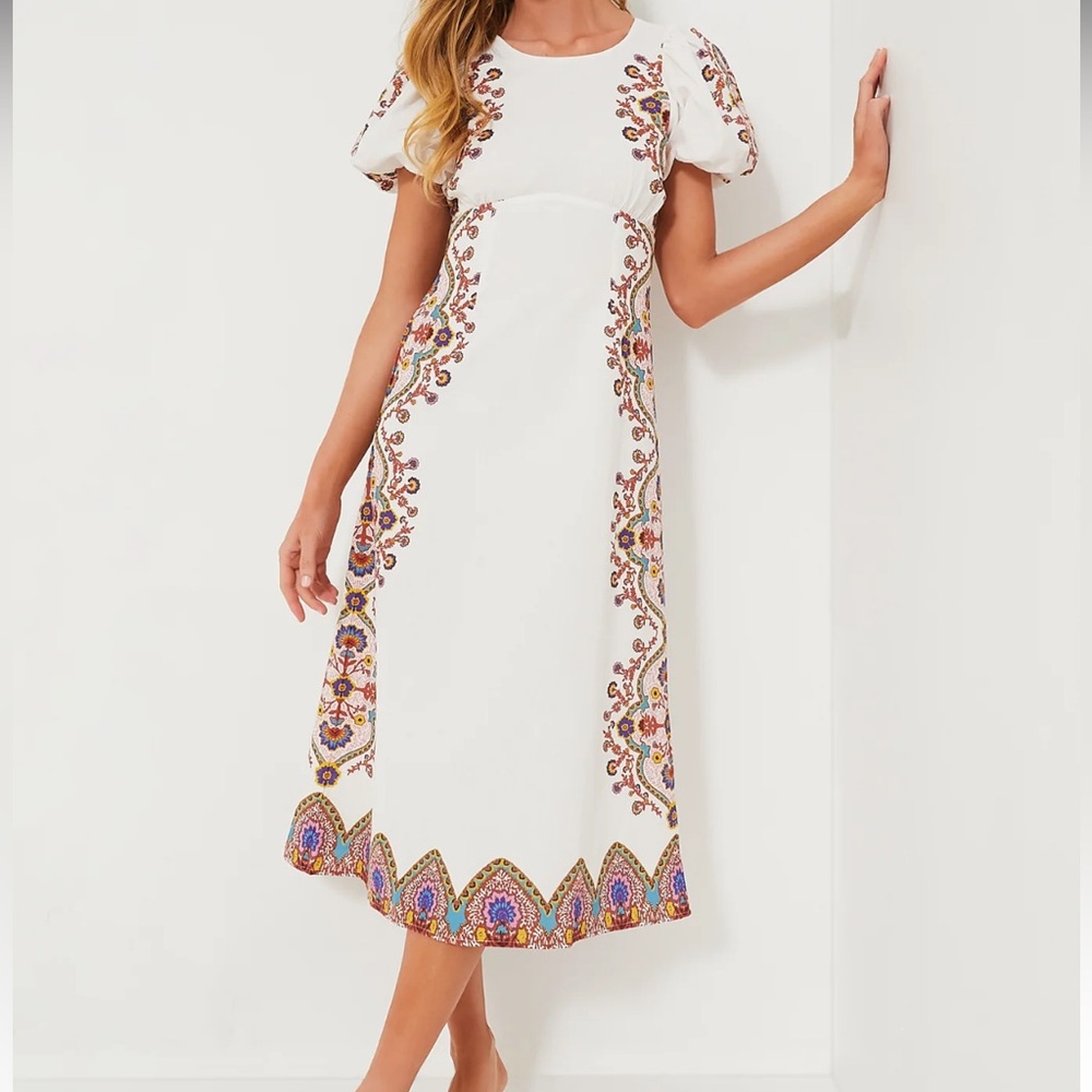 Tuckernuck Cleobella White Midi Dress with Multicolor Embroidery